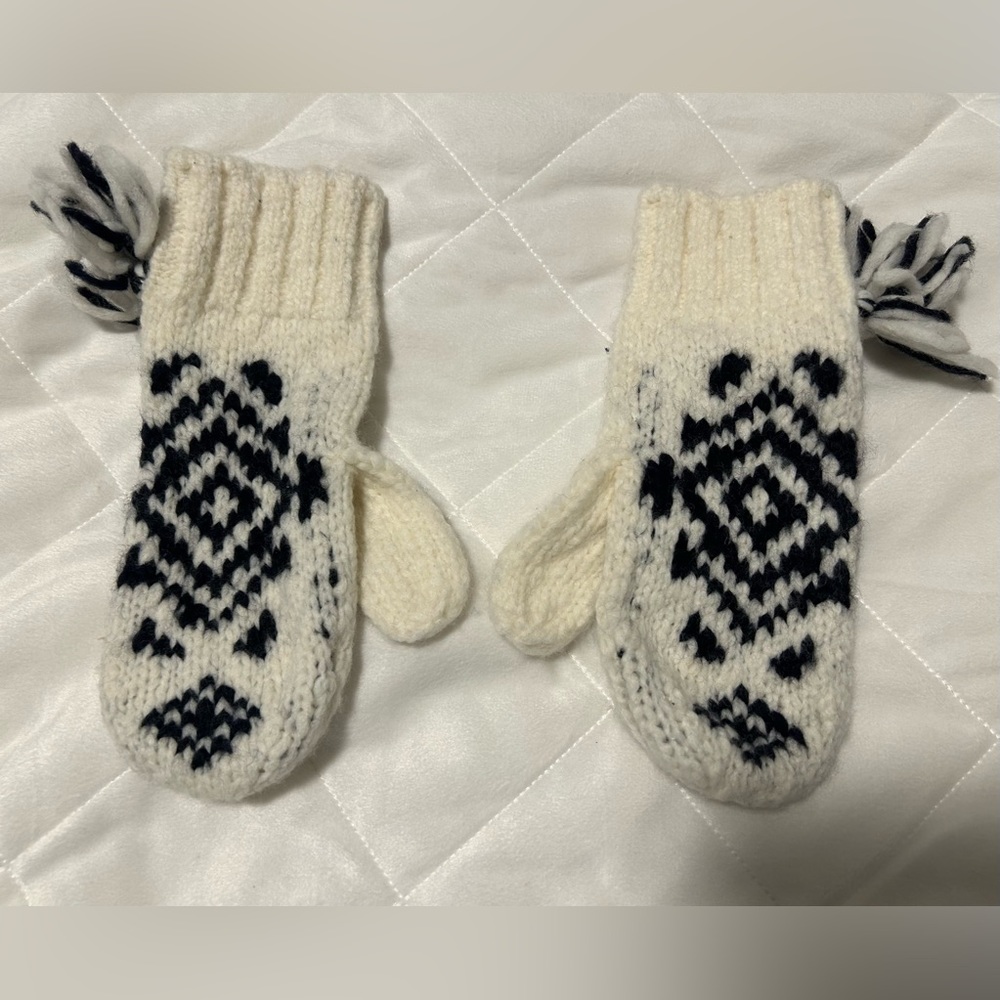 J.Crew women's wool blend ornate mittens with tassels